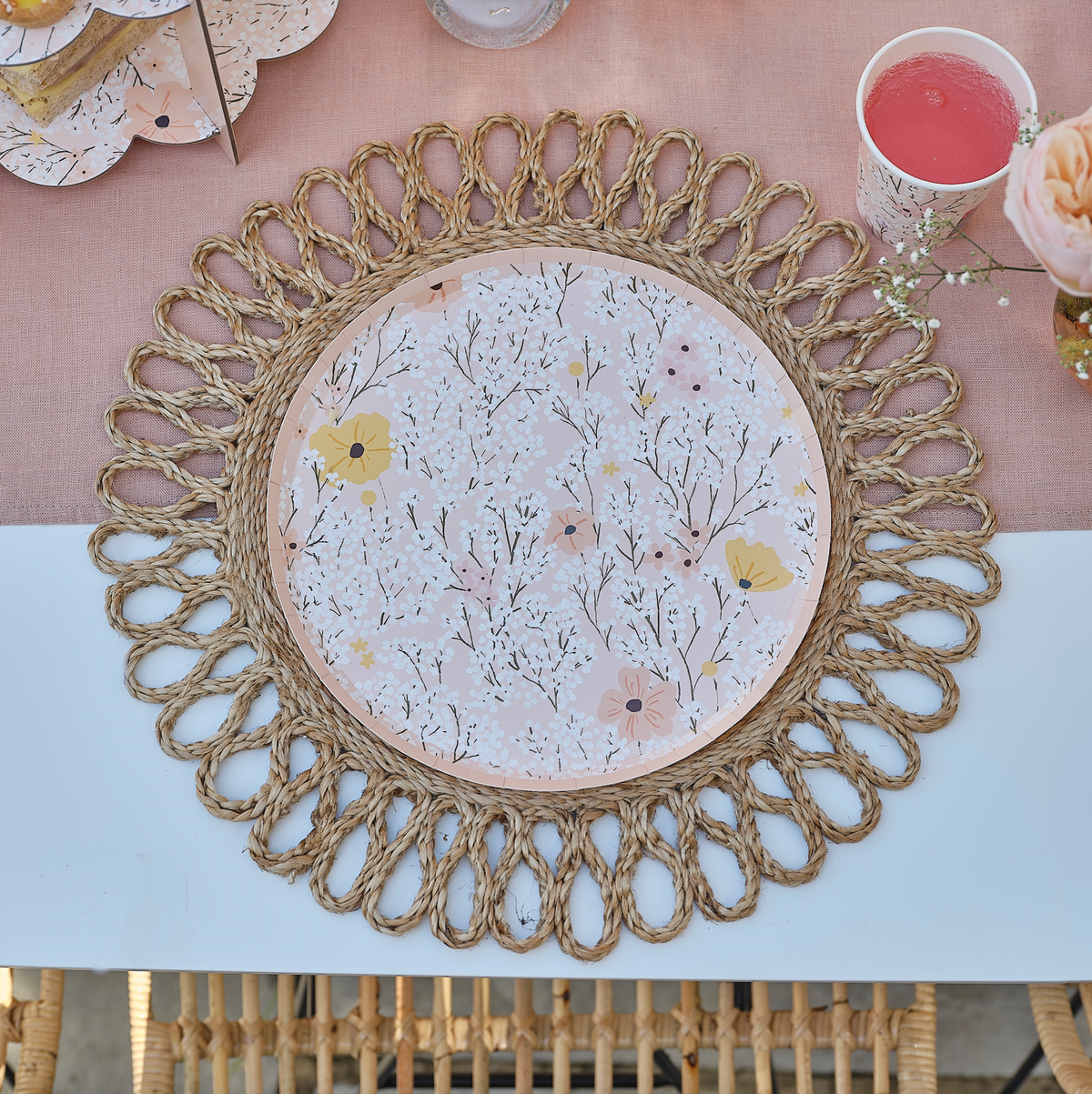 Pink Floral Paper Plates