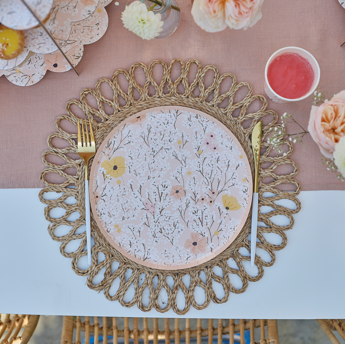 Pink Floral Paper Plates