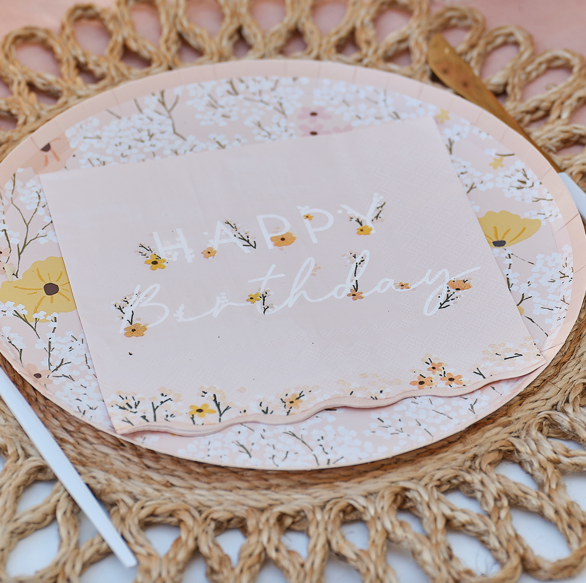 Pink Floral Birthday Napkins
