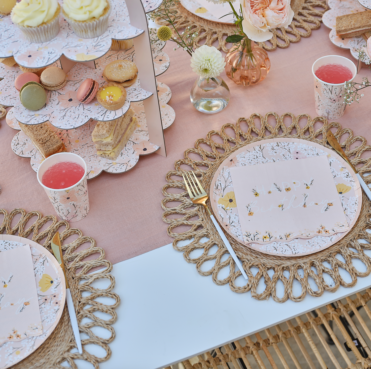 Pink Floral Birthday Napkins