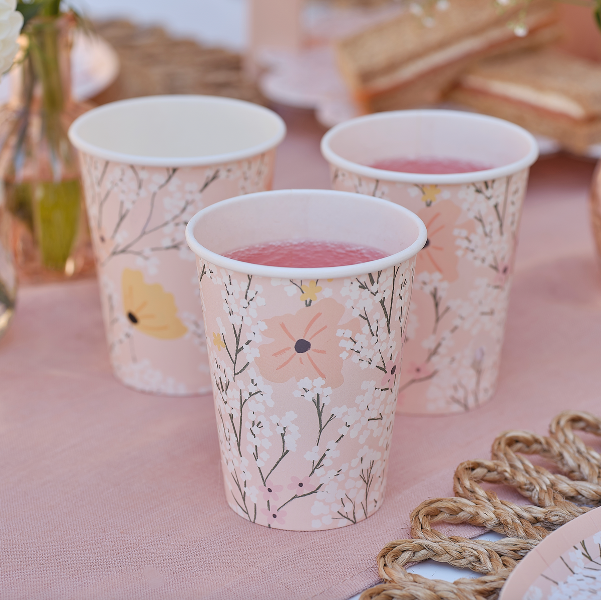 Pink Floral Party Cups