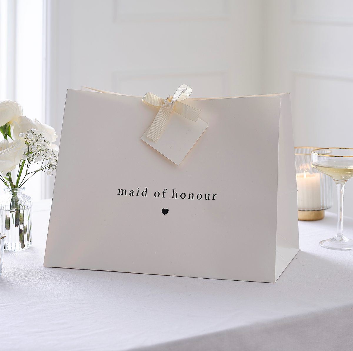 White Bridesmaid Gift Bag
