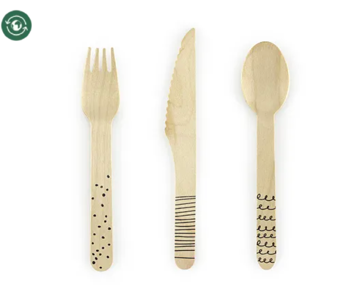 Black Wooden Cutlery