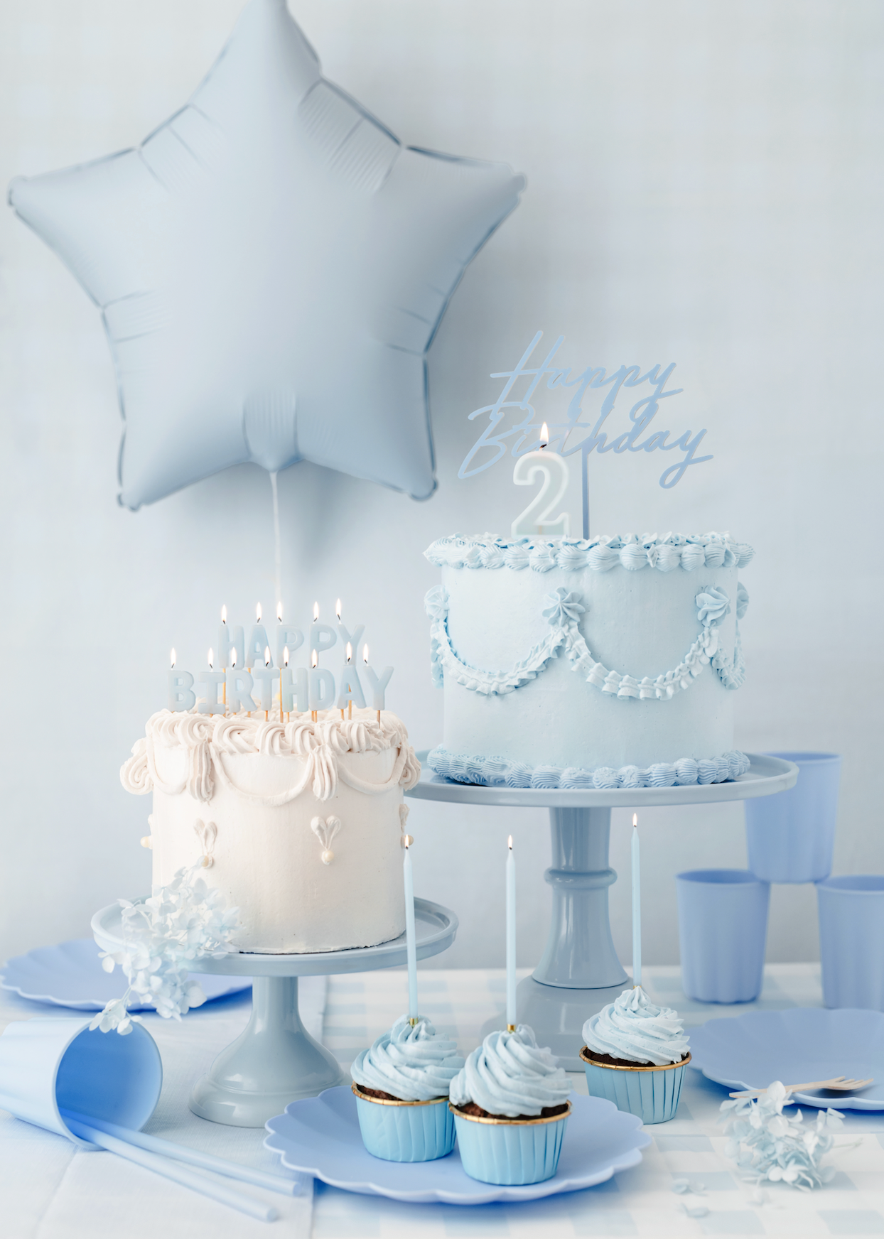 Blue Frill Plastic Cups