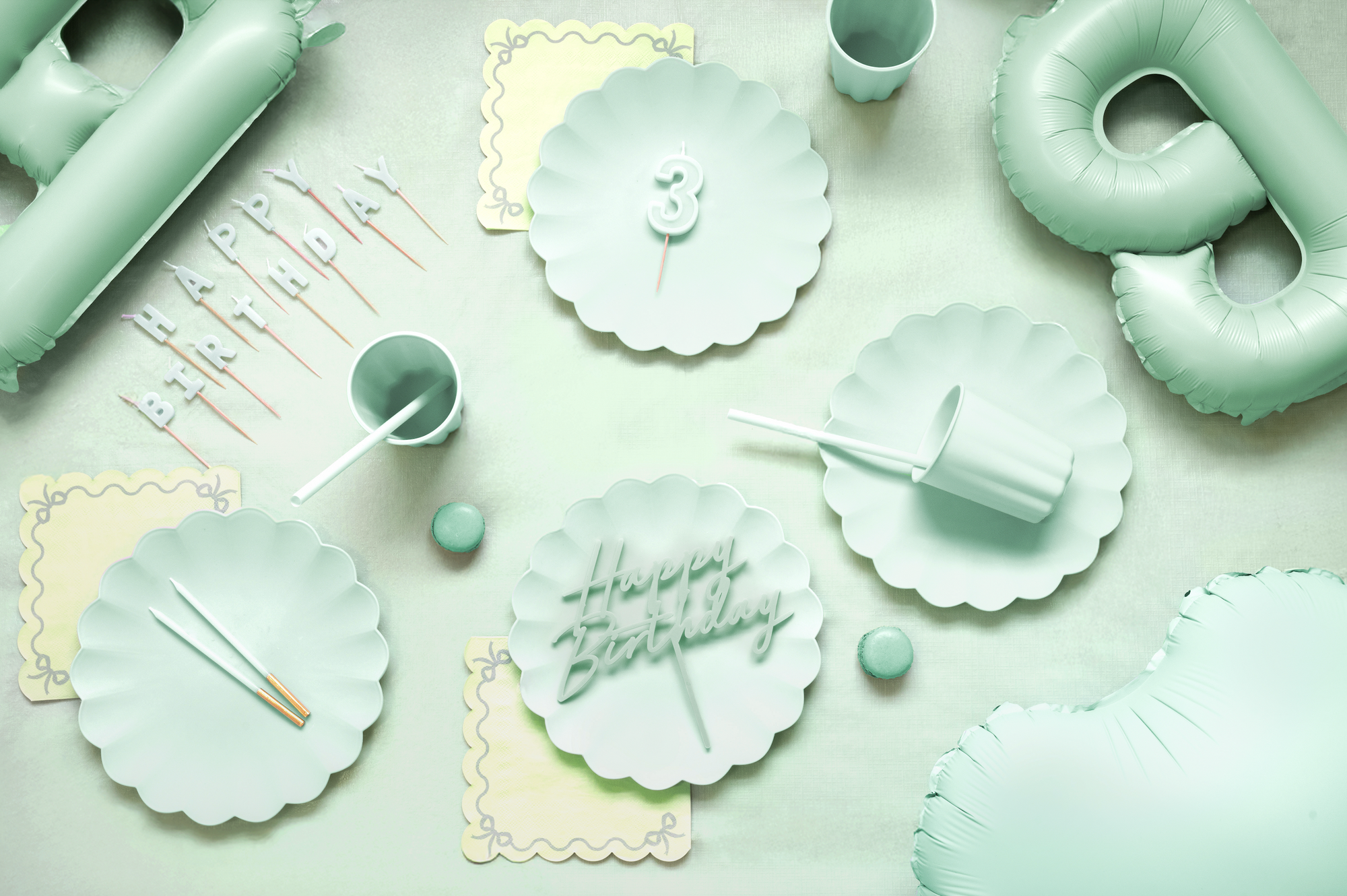 Green Ruffled Paper Napkins