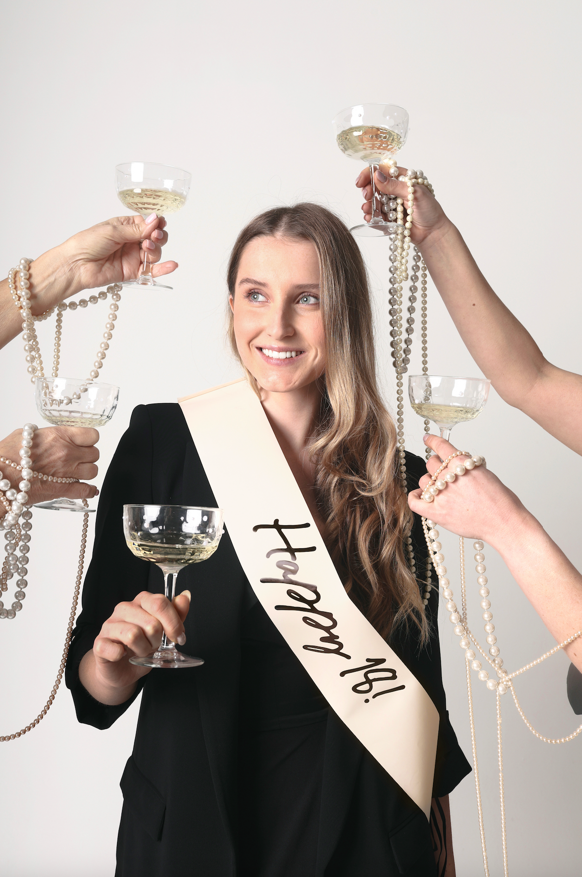 Happy 18th Birthday Cream Sash