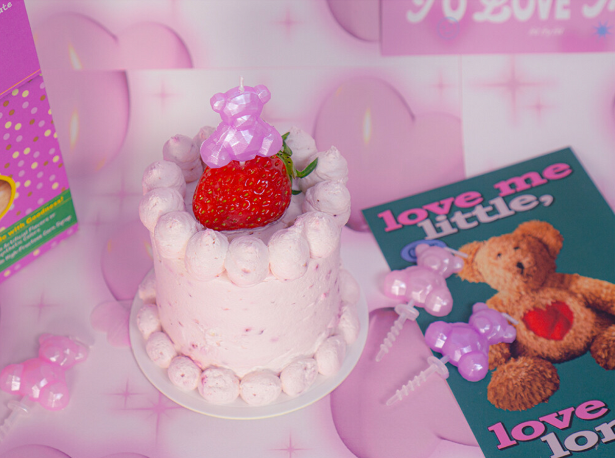 Mini Pink &amp; Purple Bear Candles