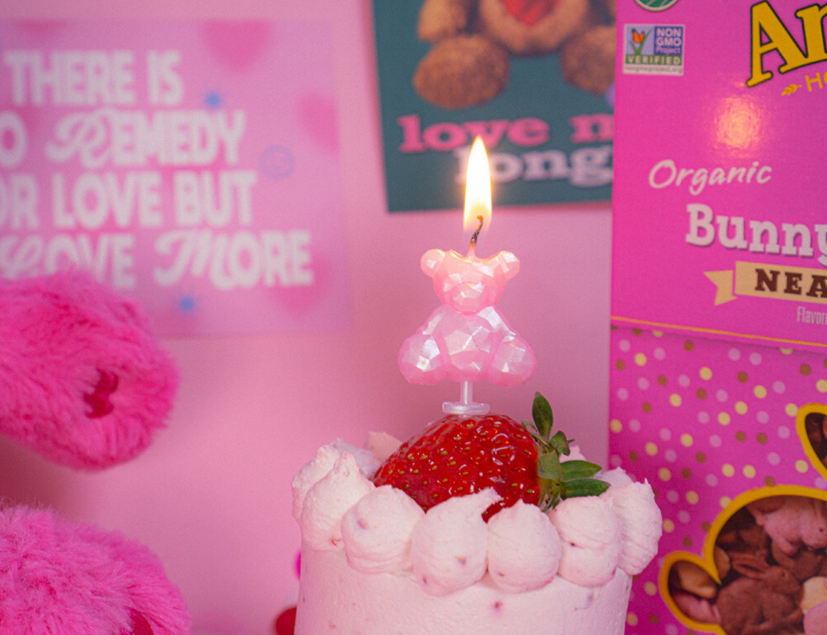 Mini Pink &amp; Purple Bear Candles