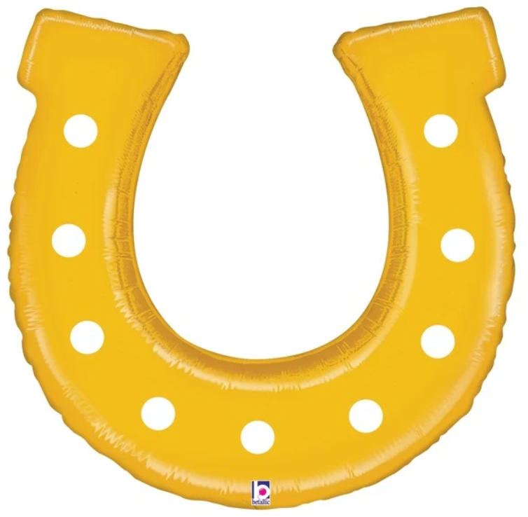 25" Golden Horseshoe Foil Balloon
