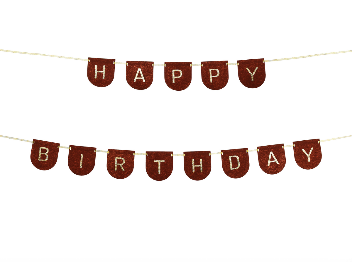 Happy Birthday Felt Brown Banner