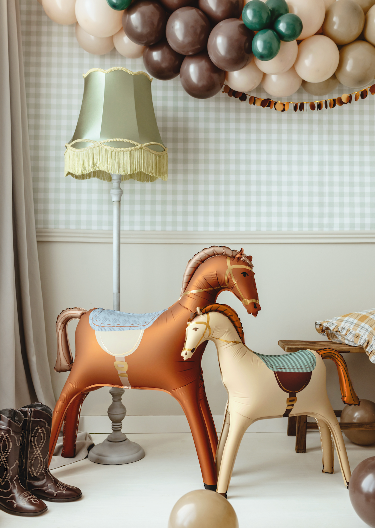Large Standing Ivory Horse Foil Balloon