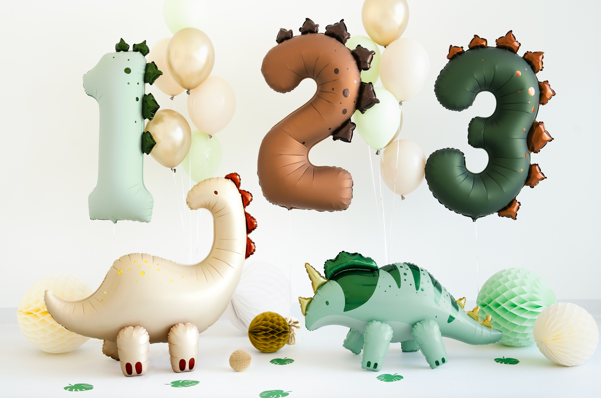 Dark Green Number 3 Dinosaur Foil Balloon