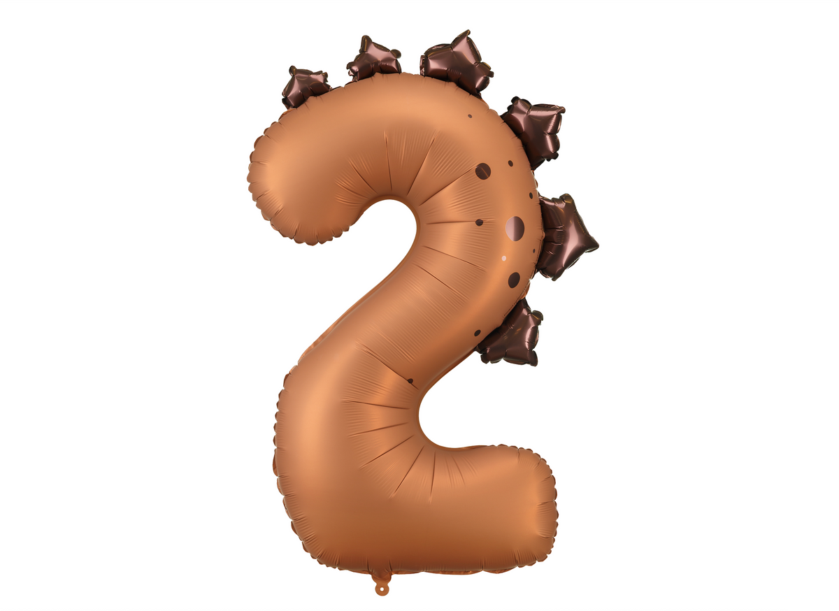 Brown Number 2 Dinosaur Foil Balloon