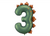 Dark Green Number 3 Dinosaur Foil Balloon