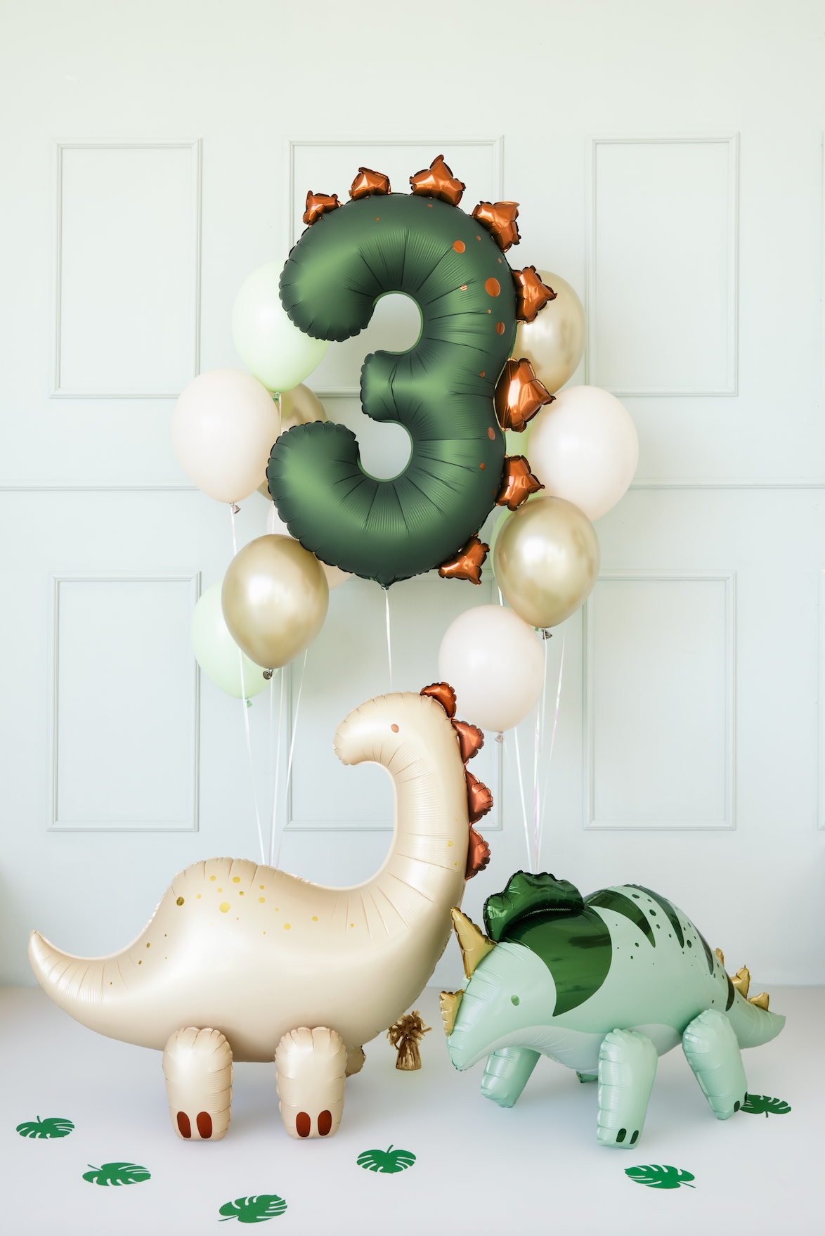 Dark Green Number 3 Dinosaur Foil Balloon
