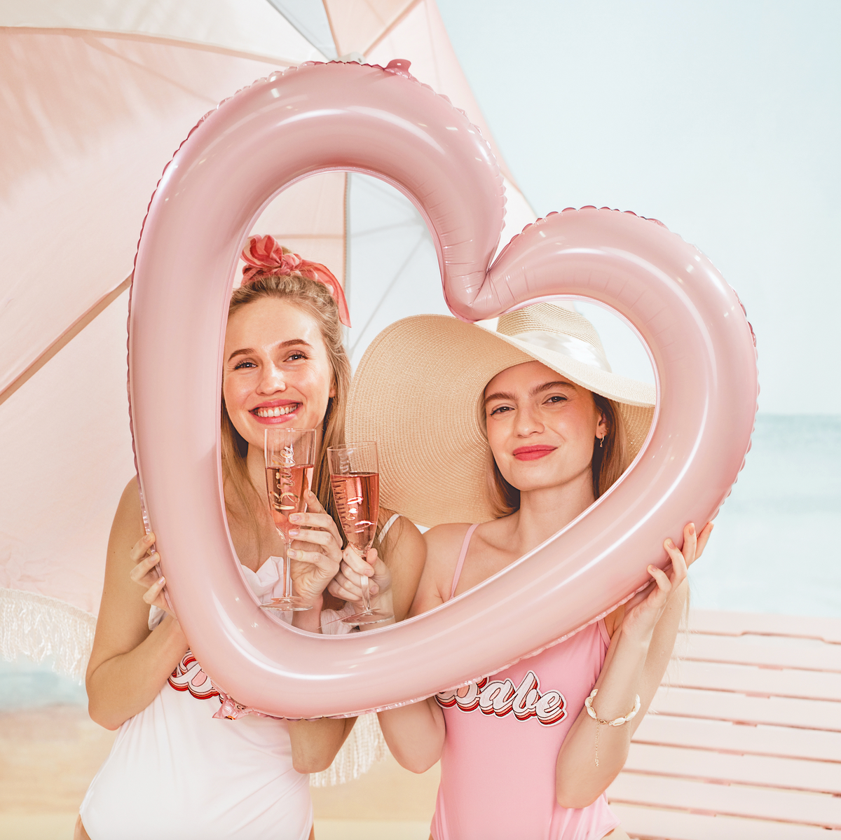 Blush Pink Open Heart Foil Balloon Frame