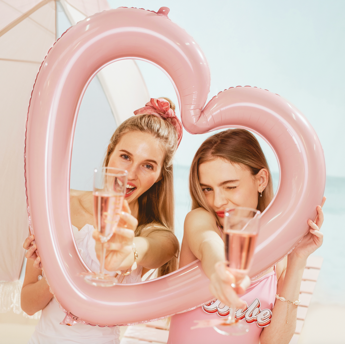 Blush Pink Open Heart Foil Balloon Frame