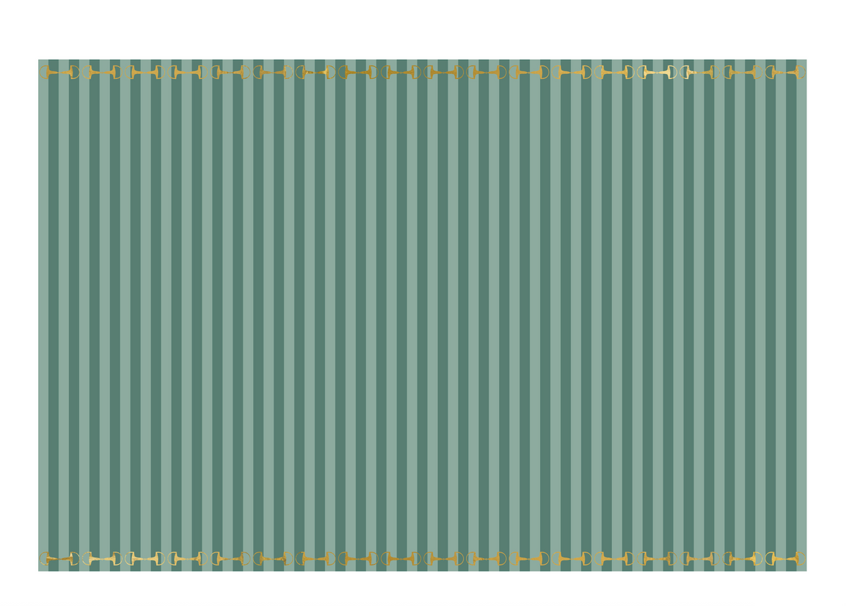 Green Striped Gold Stirrup Tablecloth