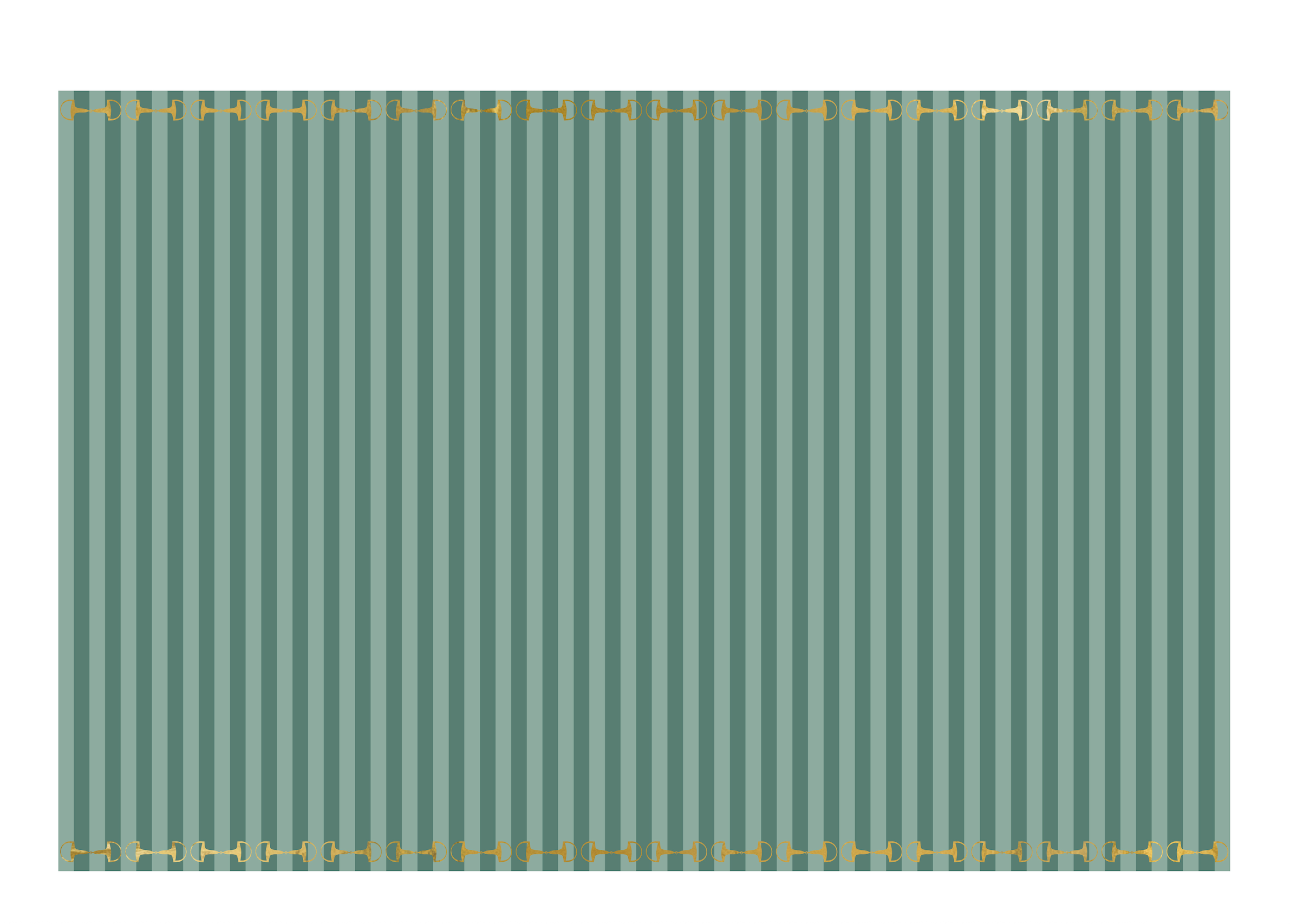 Green Striped Gold Stirrup Tablecloth