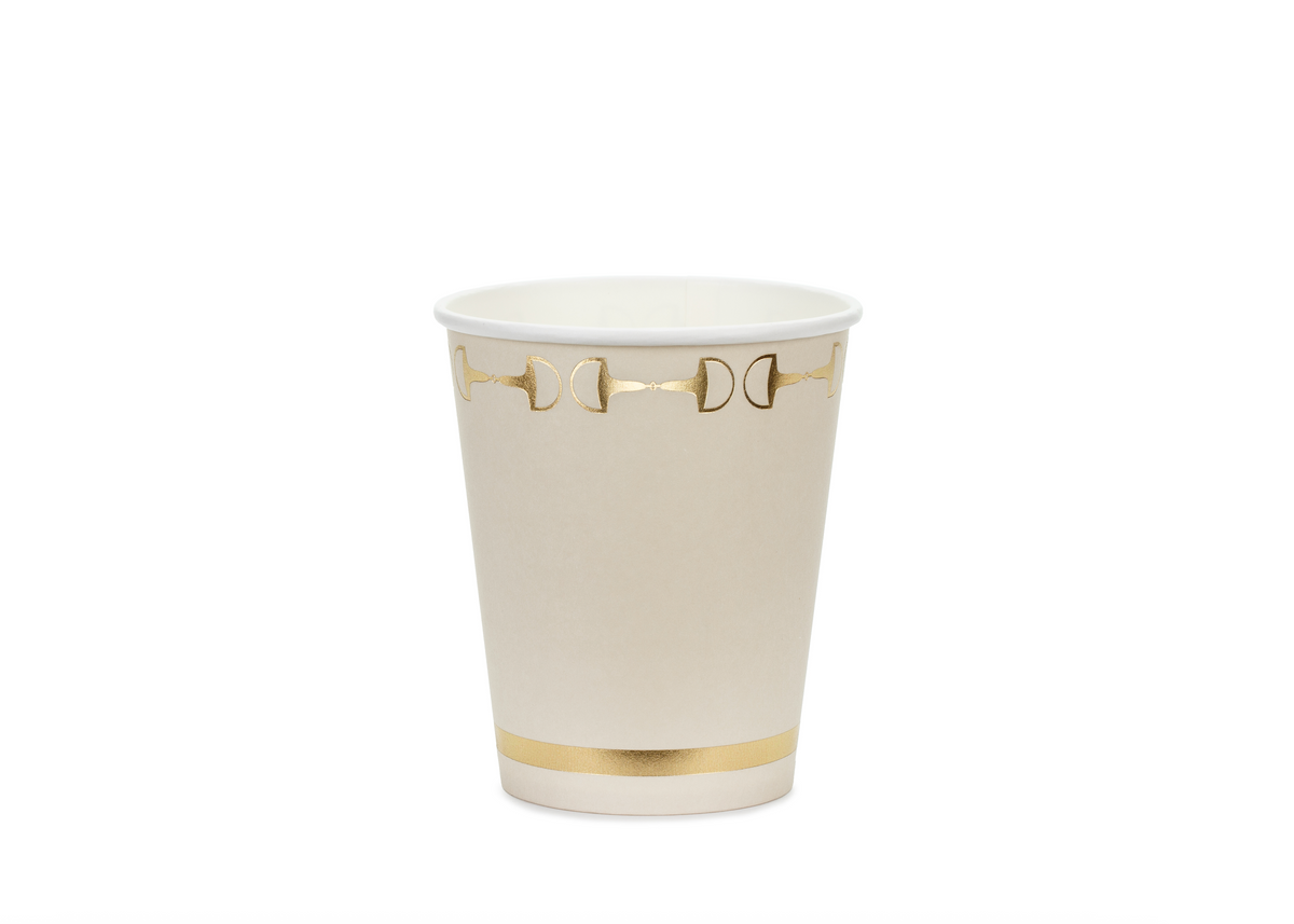 Beige &amp; Gold Stirrup Paper Cups