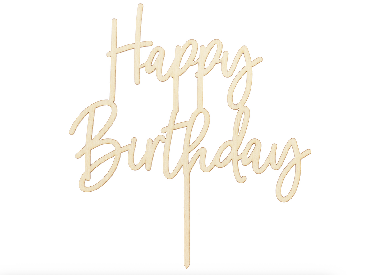 Happy Birthday Wooden Cake Topper