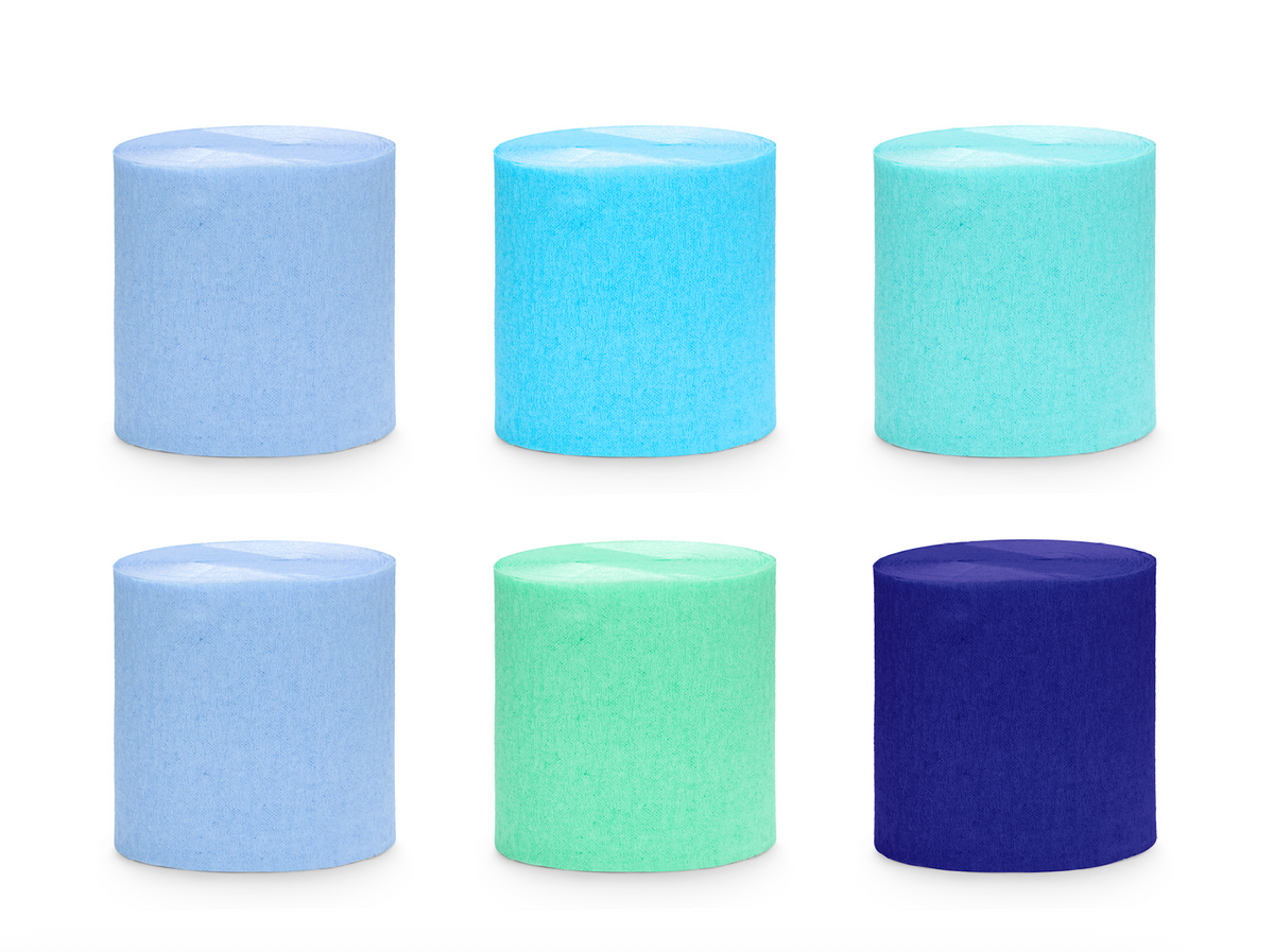 Blue &amp; Green Crepe Paper Streamers Set