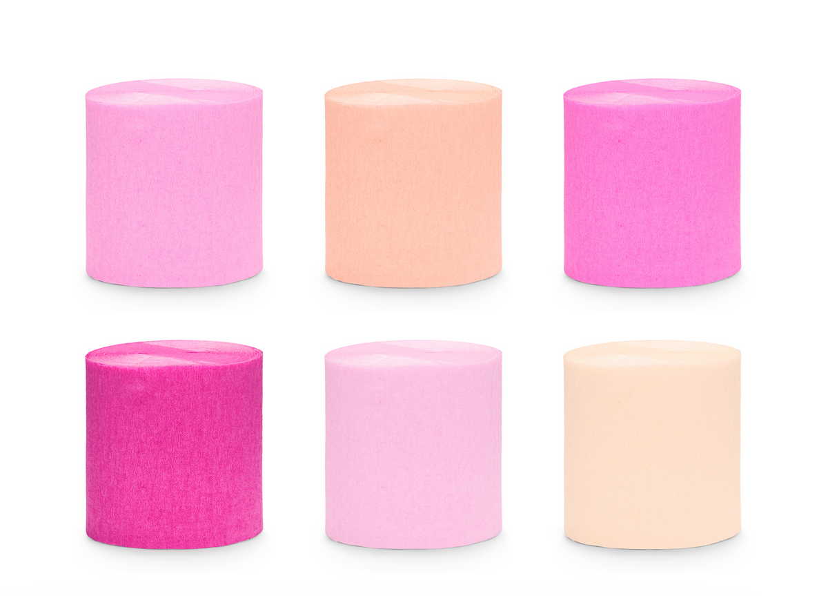 Peach and Pink Crepe Paper Streamers Set