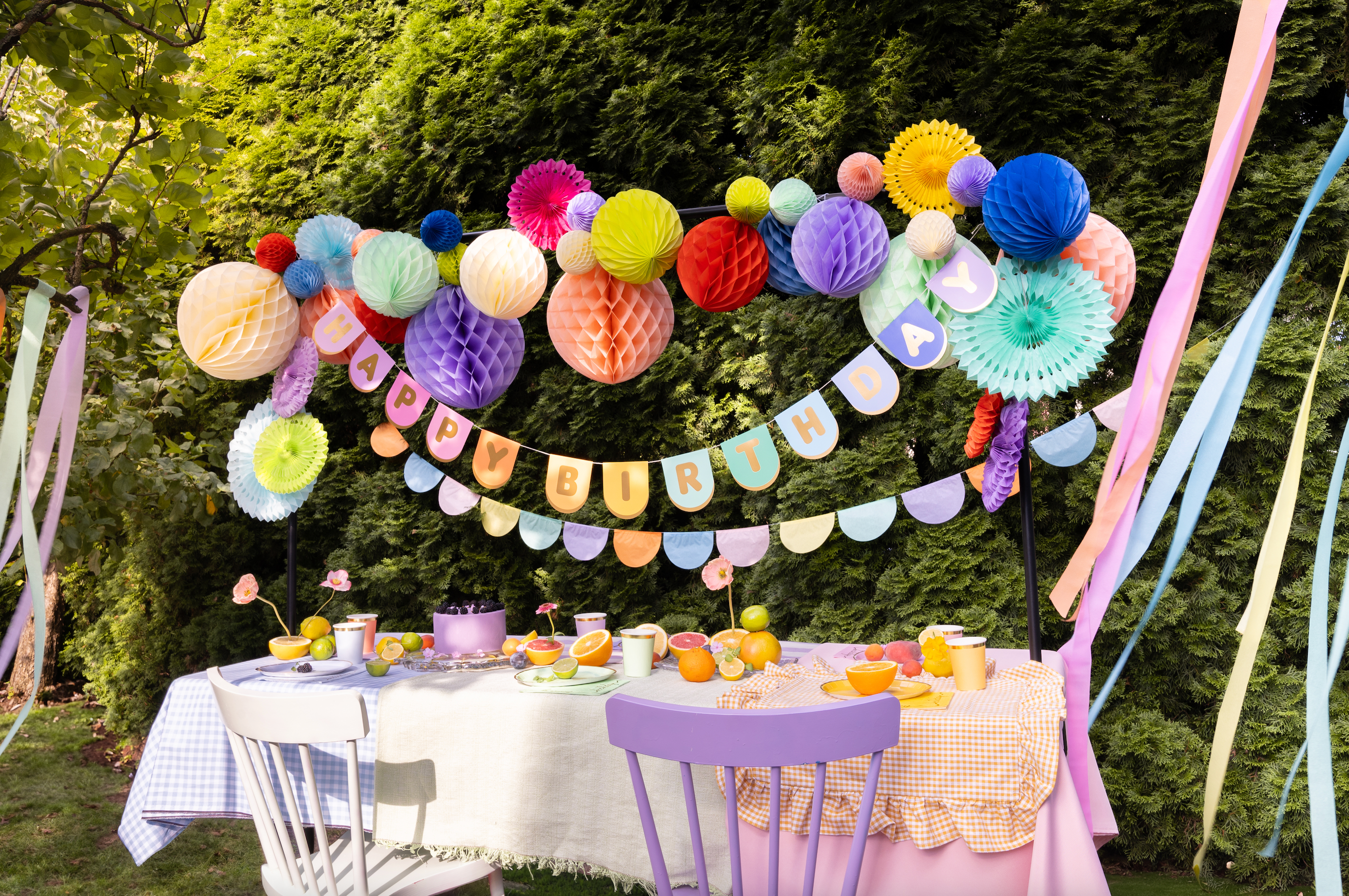 Pastel Rainbow Crepe Paper Streamers Set