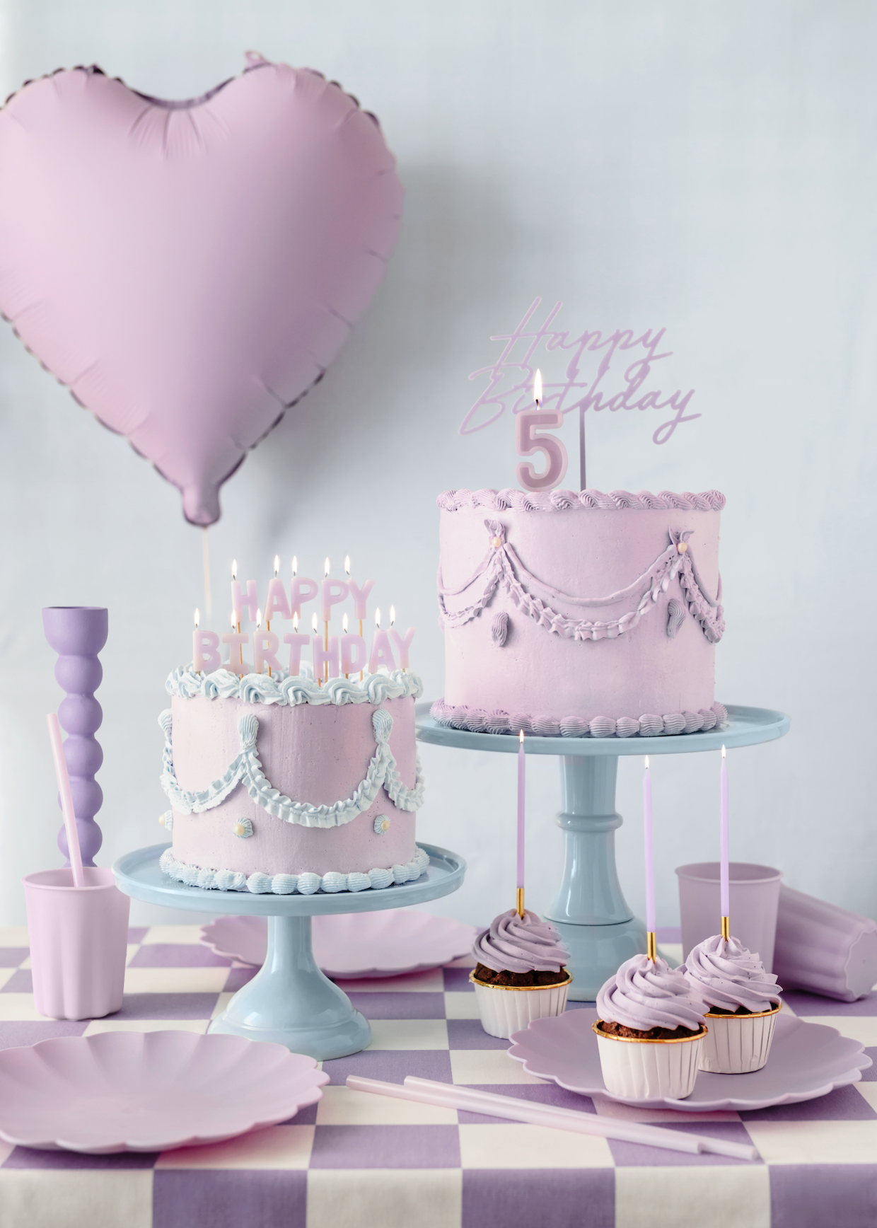 Tall Violet Birthday Candles