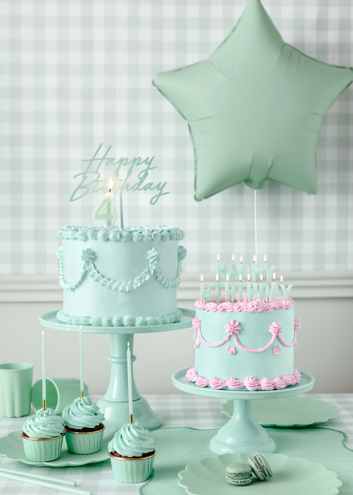 Tall Mint Birthday Candles