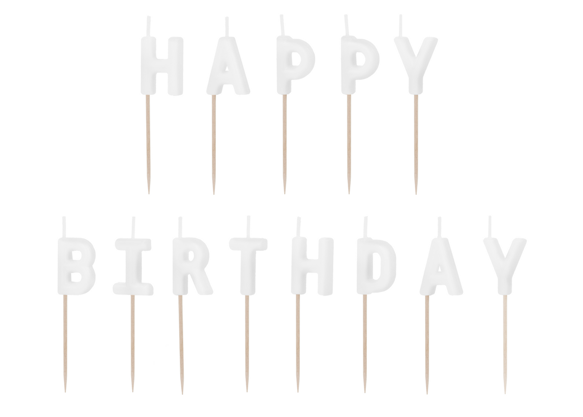 Happy Birthday White Candles