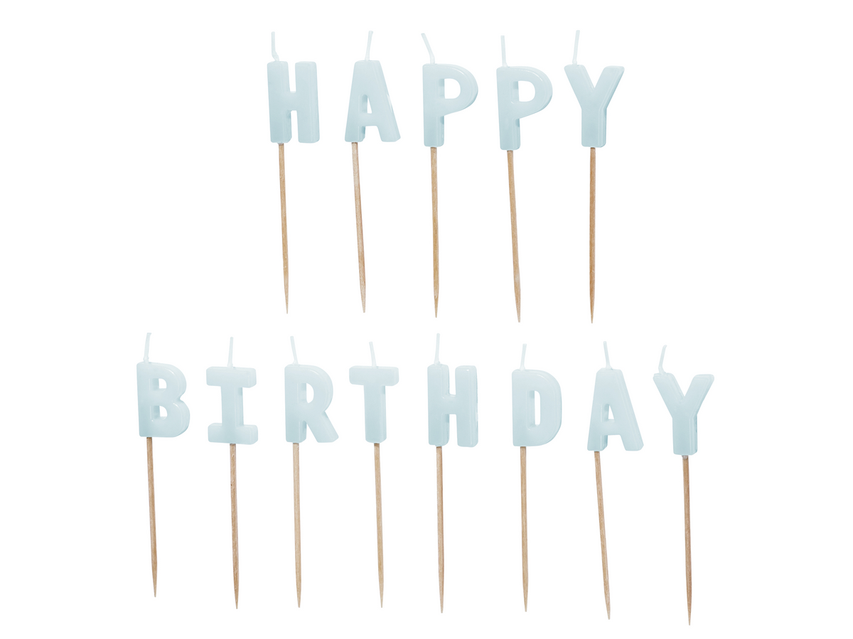 Happy Birthday Light Blue Candles