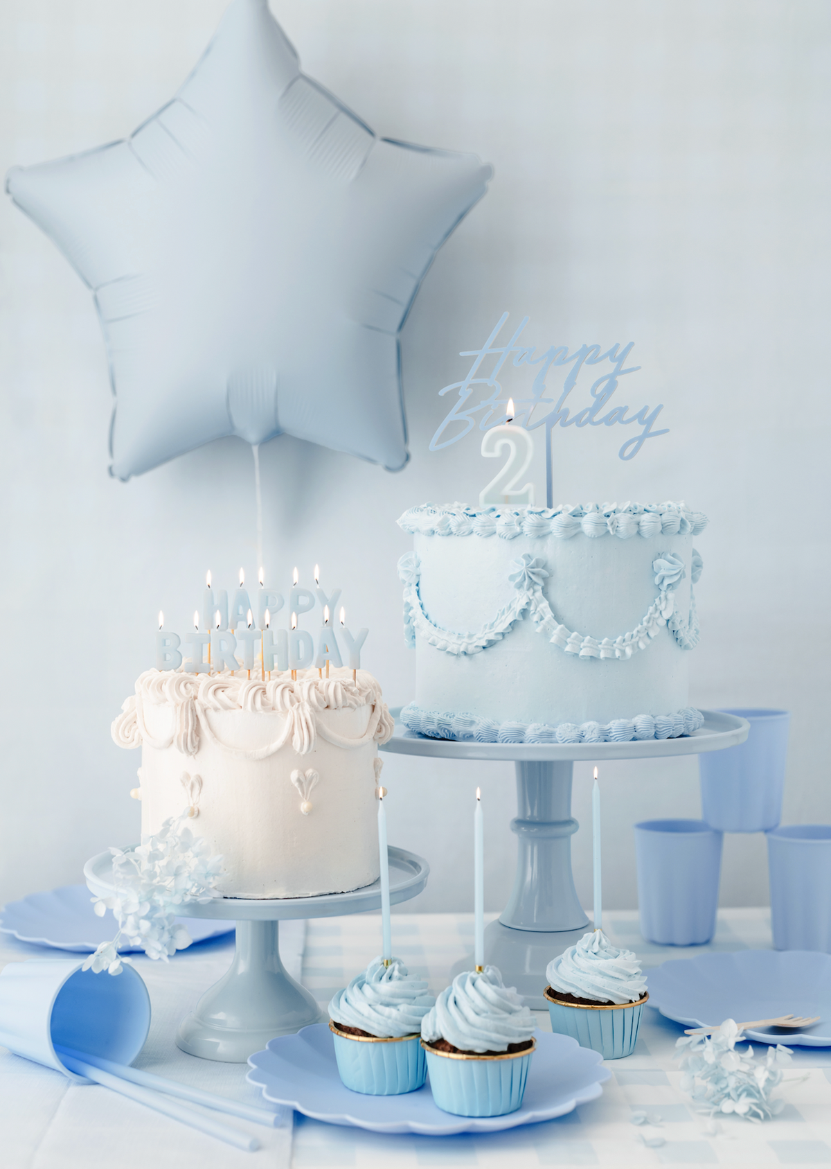 Happy Birthday Light Blue Candles