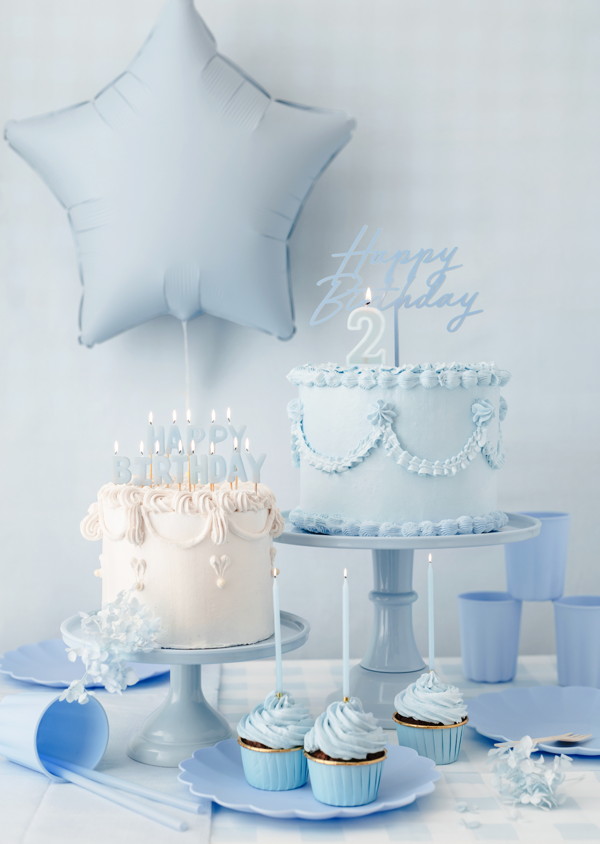 Happy Birthday Light Blue Candles