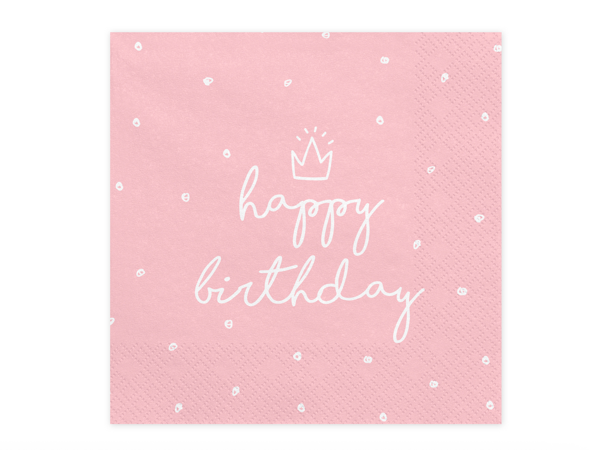 Happy Birthday Pink Paper Napkins
