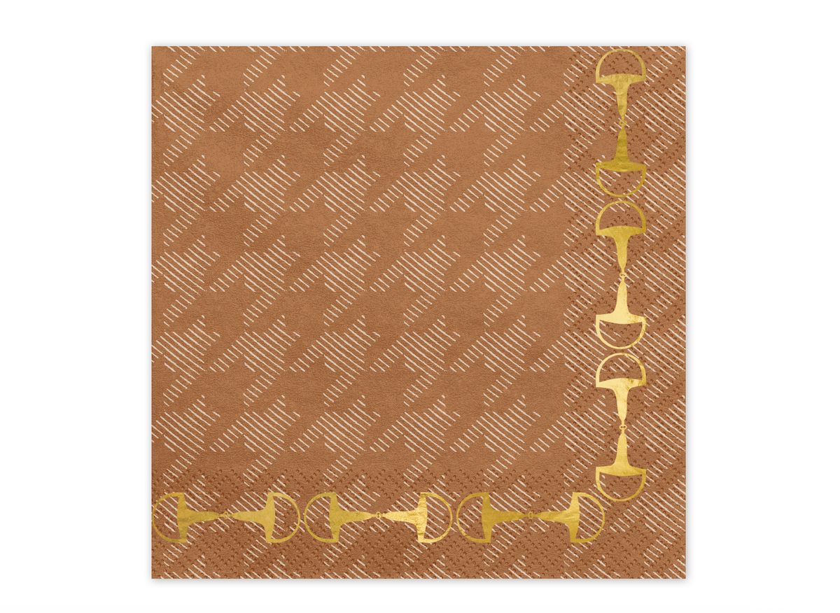 Houndstooth Gold Stirrup Paper Napkins