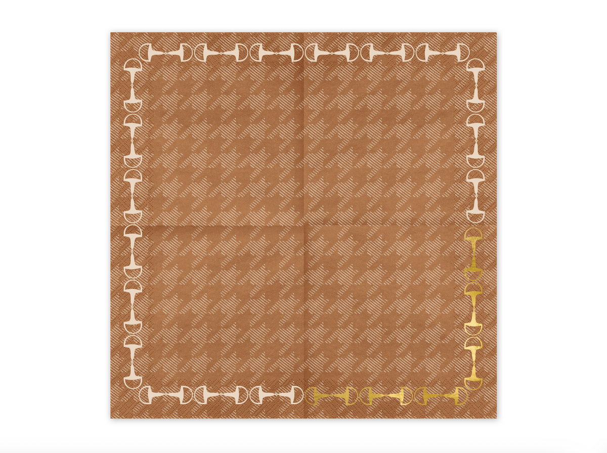 Houndstooth Gold Stirrup Paper Napkins