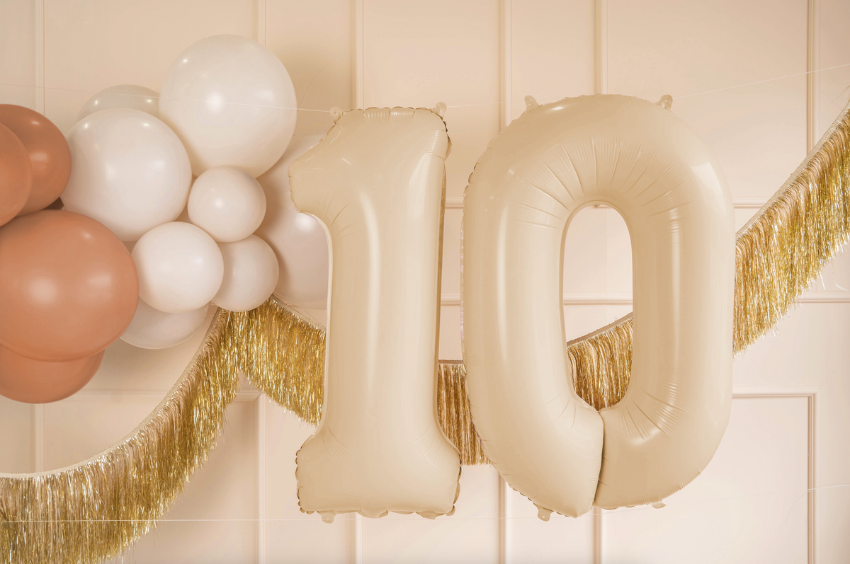 Beige Foil Number Balloon