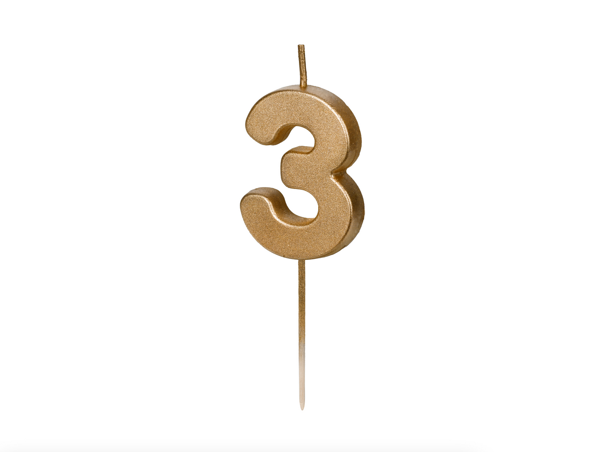 Gold Number Birthday Candle