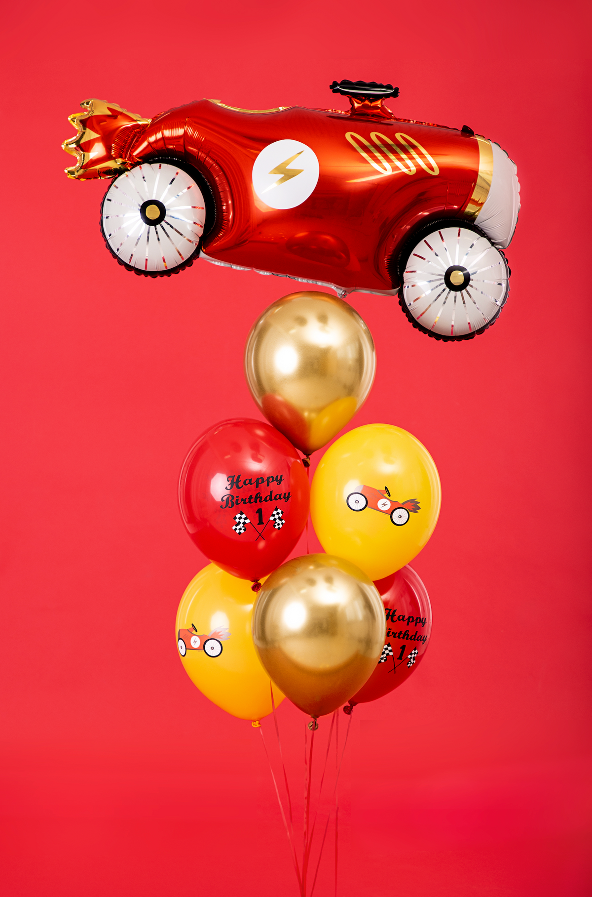 Vintage Race Car Happy Birthday Latex Balloons