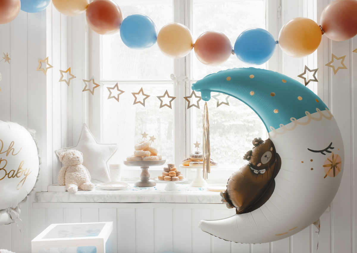 Teddy Bear on the Moon Blue Foil Balloon 