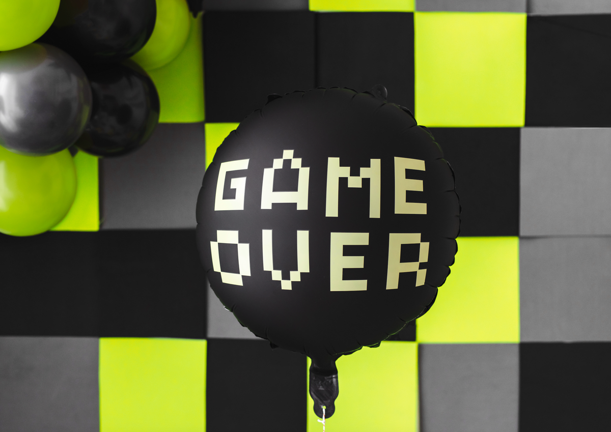 Game Over Black Foil Balloon