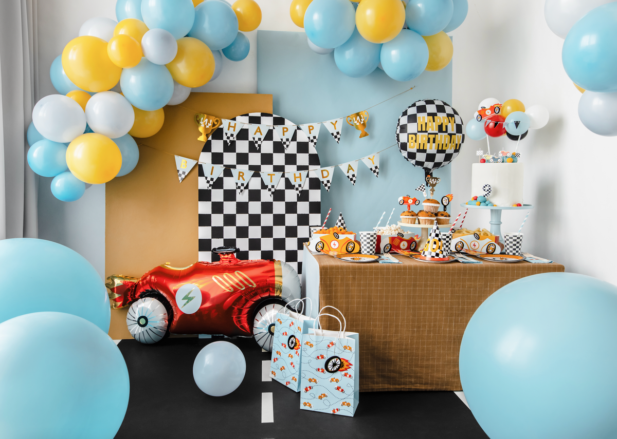 Checkered Flag Happy Birthday Foil Balloon