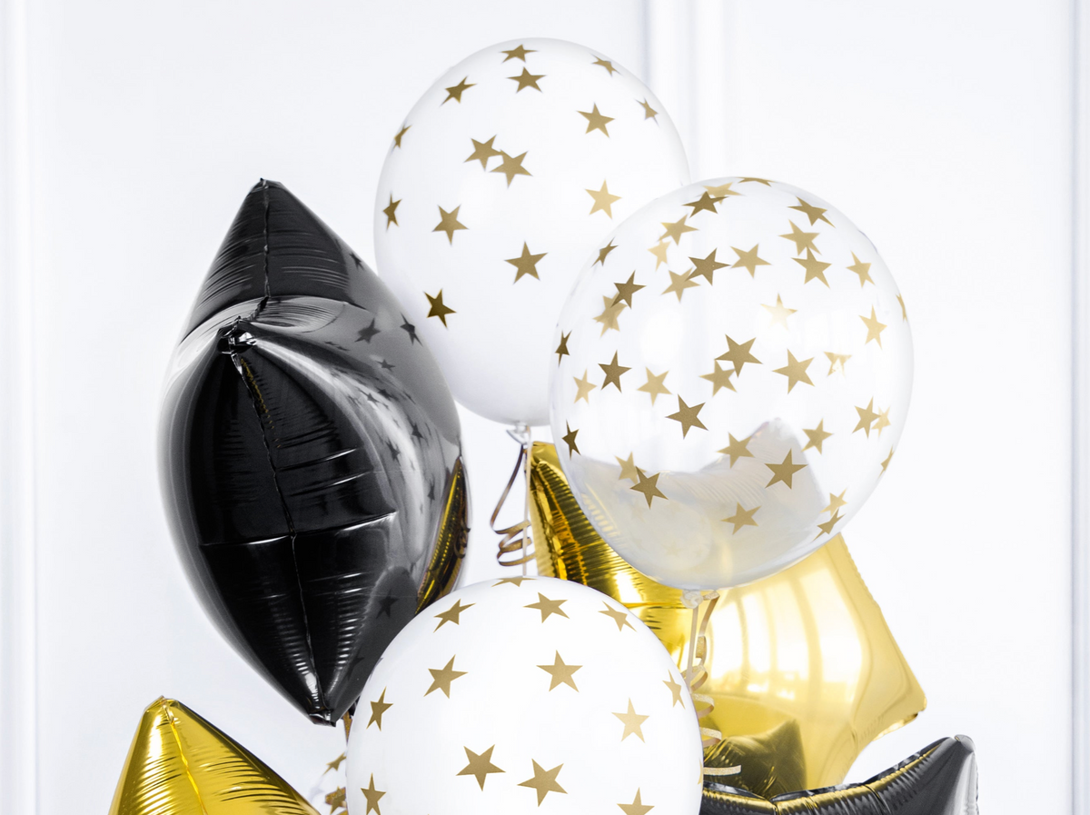 Crystal Clear Gold Stars Balloons