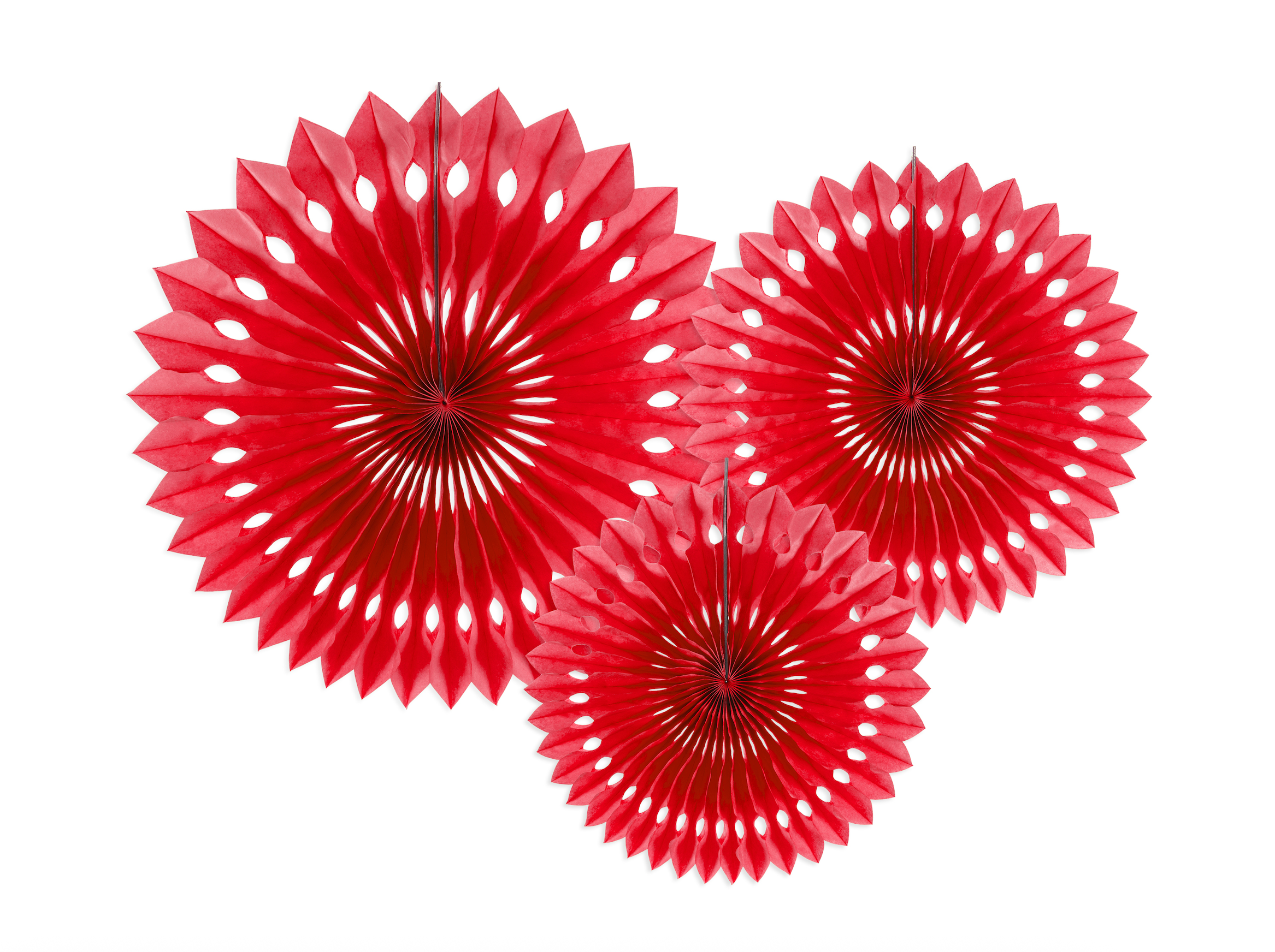 Red Tissue Fans Set