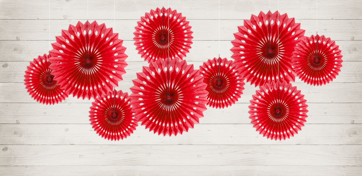 Red Tissue Fans Set