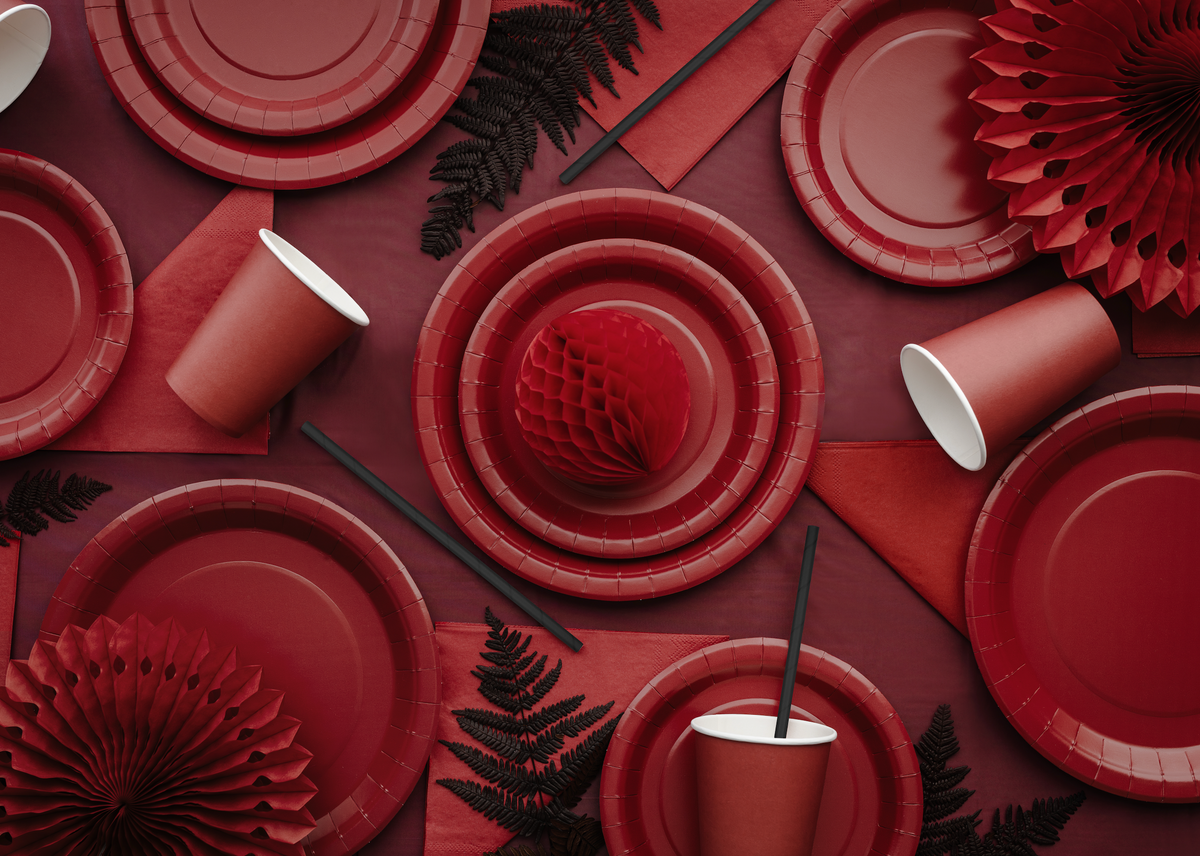 Red Tissue Fans Set