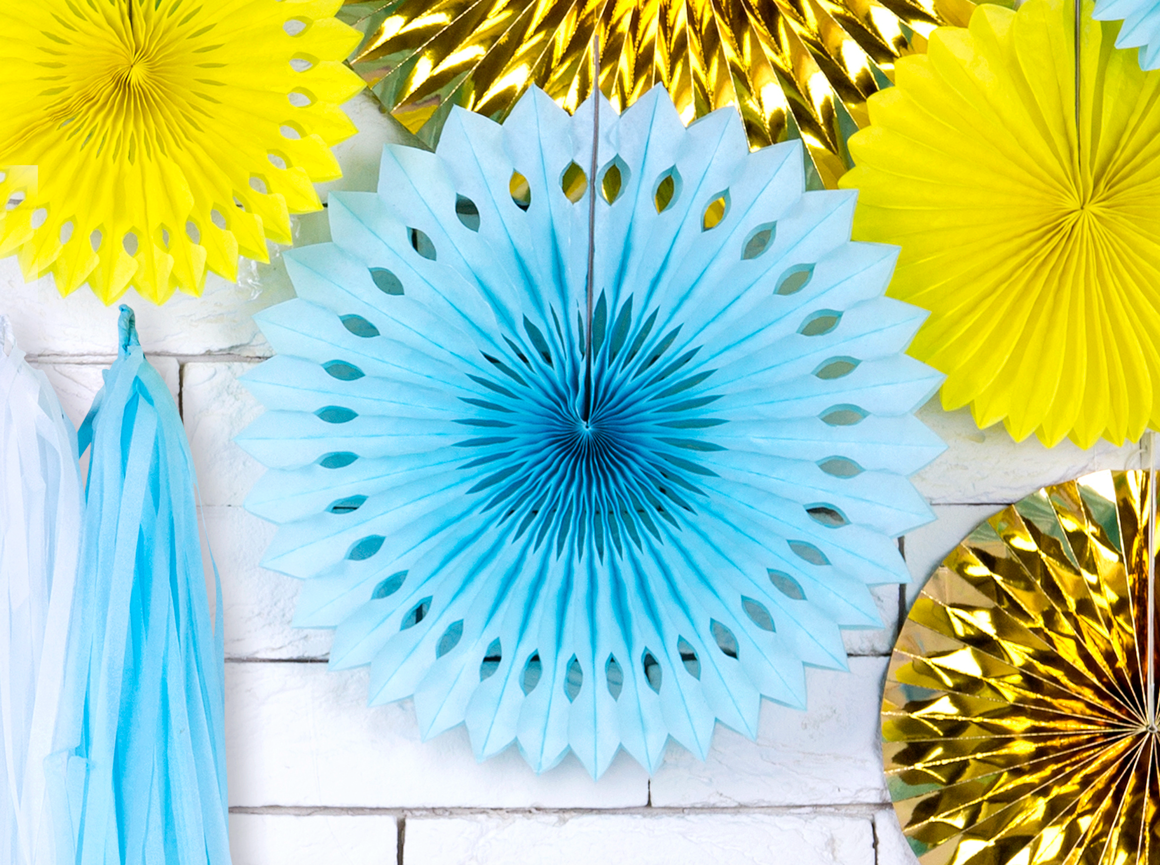 Light Blue Decorative Tissue Rosettes