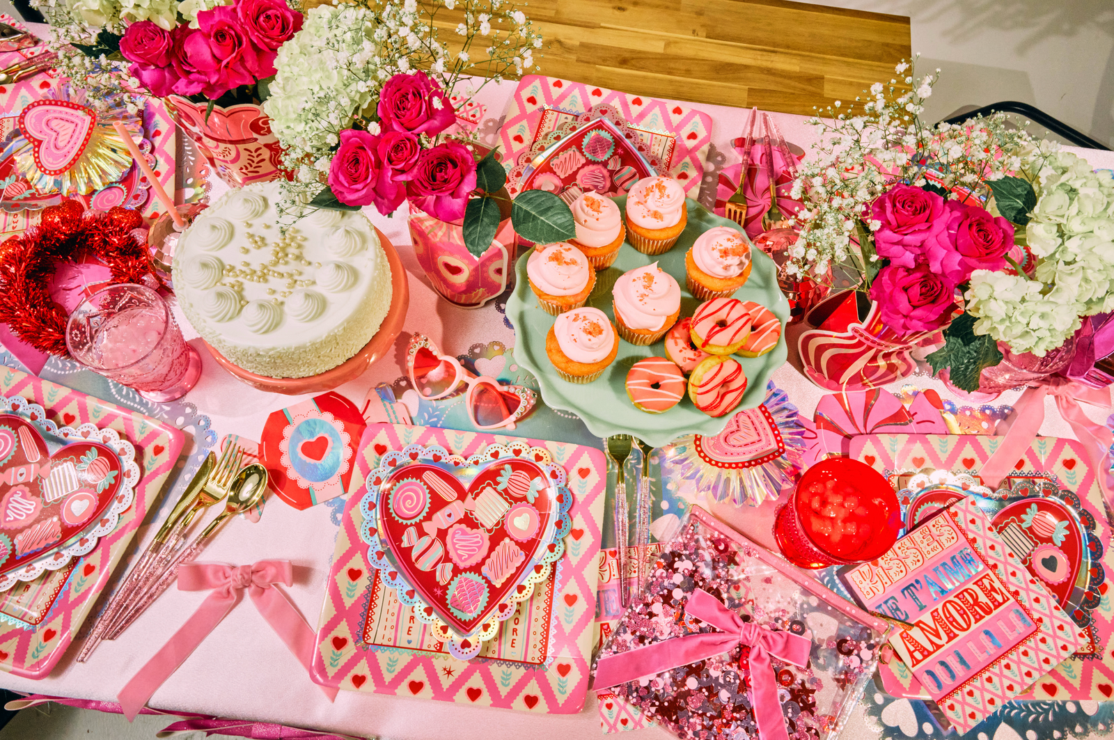 Pink & Red Velvet Clip-on Bow Set