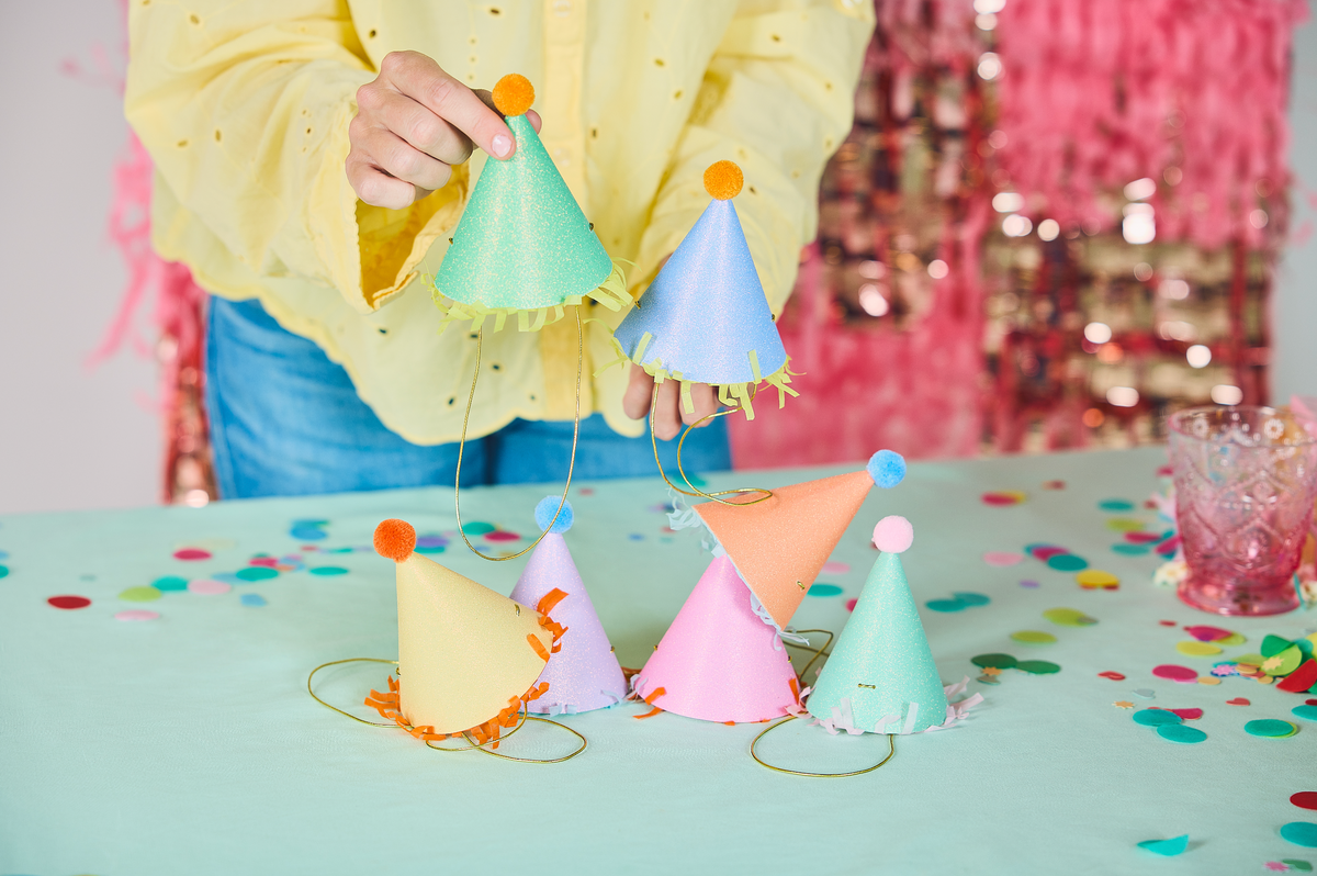 Mini Glitter Party Hats Set